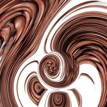 3D rendering of a white-brown pattern with swirling coffee beans Illustrazione stock