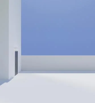 3d rendering White building minimal style and clear sky Stock Illustration