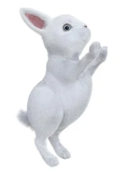3D Rendering White Bunny on White Stock Illustration
