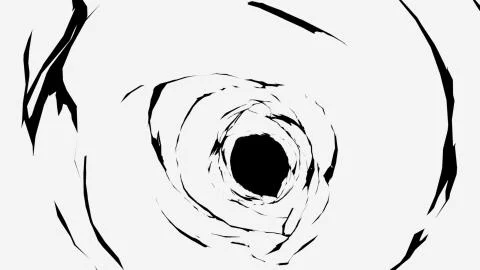 3d rendering of white cartoon tunnel. Computer generated deep hole. Art Illustrazione stock