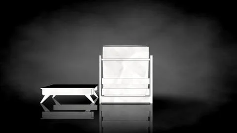 3d rendering of a white chair on a black background Stock Illustration