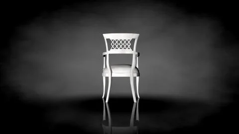 3d rendering of a white chair on a black background Stock Illustration