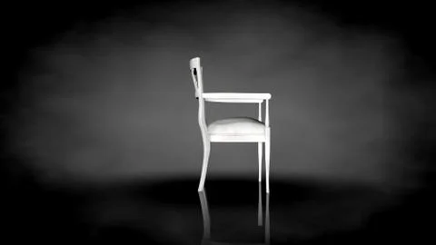 3d rendering of a white chair on a black background Stock Illustration