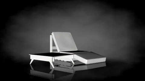 3d rendering of a white chair on a black background Stock Illustration