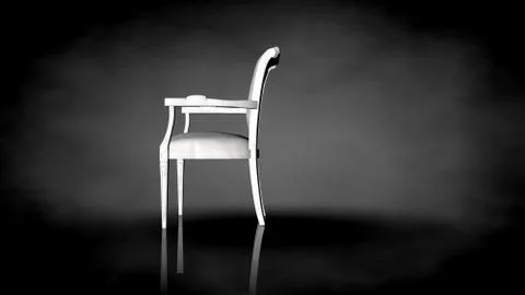 3d rendering of a white chair on a black background Stock Illustration