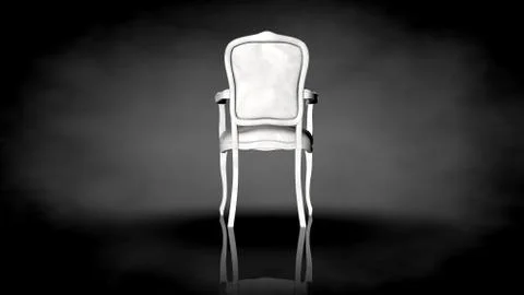 3d rendering of a white chair on a black background Stock Illustration