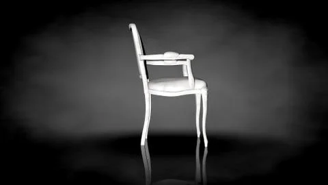 3d rendering of a white chair on a black background Stock Illustration