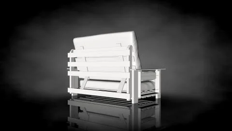 3d rendering of a white chair on a black background Stock Illustration