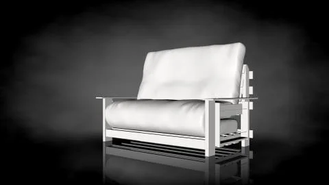 3d rendering of a white chair on a black background Stock Illustration