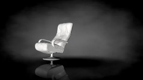 3d rendering of a white chair on a black background Stock Illustration