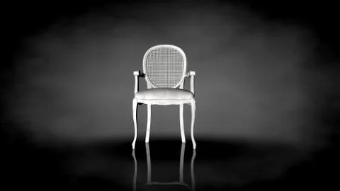 3d rendering of a white chair on a black background Stock Illustration