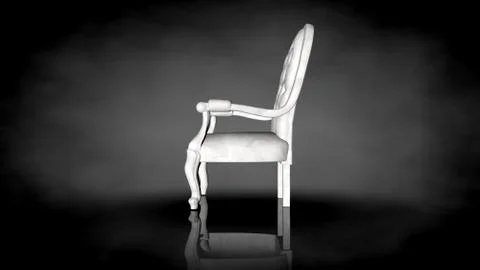 3d rendering of a white chair on a black background Stock Illustration
