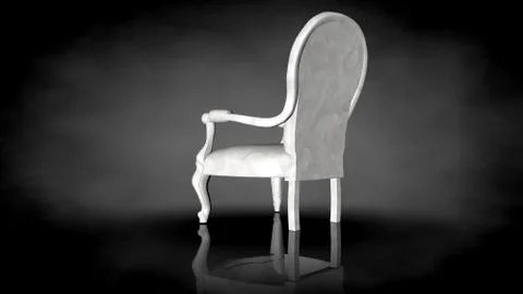 3d rendering of a white chair on a black background Stock Illustration