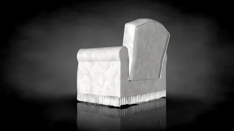 3d rendering of a white chair on a black background Stock Illustration