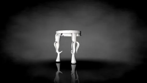 3d rendering of a white chair on a black background Stock Illustration