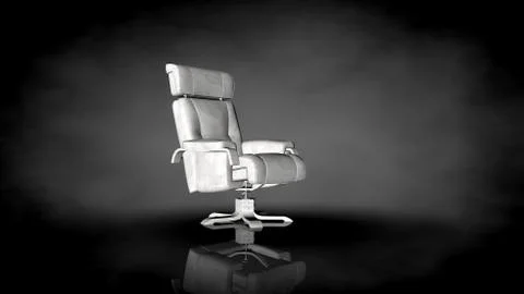 3d rendering of a white chair on a black background Stock Illustration
