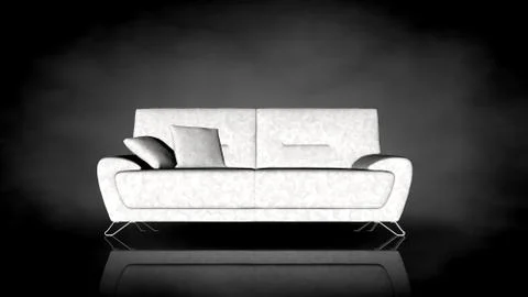 3d rendering of a white chair on a black background Stock Illustration