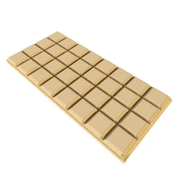 3D rendering of a white chocolate bar with square segments displayed Stock Photos