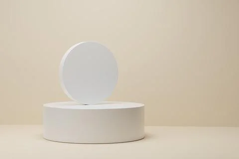 3d rendering of white circle podiums on pastel background. Stock Illustration