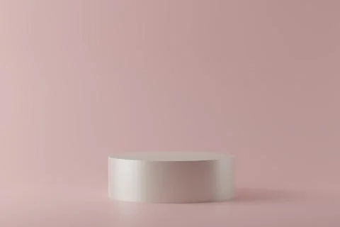 3d rendering of white circle podiums on pastel background. Stock Illustration