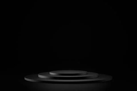 3d rendering of white circle podiums on dark background. Stock Illustration