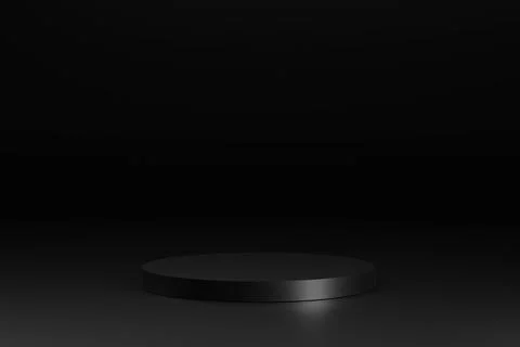 3d rendering of white circle podiums on dark background. Stock Illustration