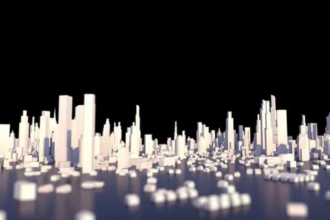 3D Rendering white city, Cityscape with building house and street with shallo Ilustración de archivo