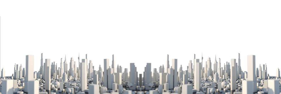 3D Rendering white city, Cityscape with building house and street with shallo Ilustración de archivo