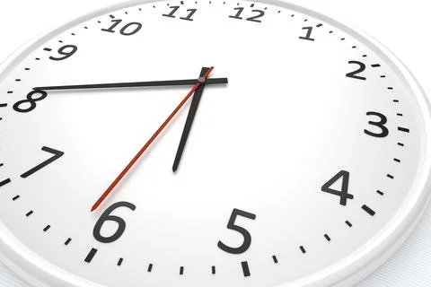 3d rendering of a white clock detail Stock Illustration