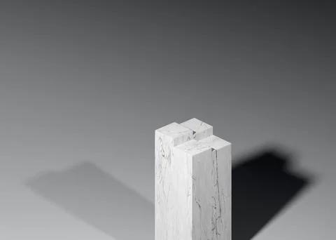 3d rendering of white columns together making shadows on the gray background イラスト素材