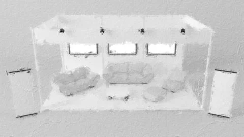 3d rendering of a white creative exhibition kiosk for branding Stock Illustration