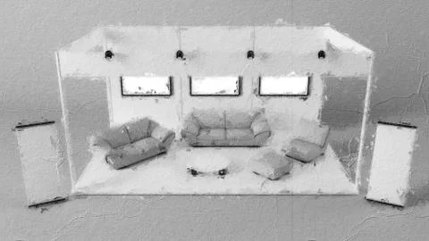 3d rendering of a white creative exhibition kiosk for branding Stock Illustration