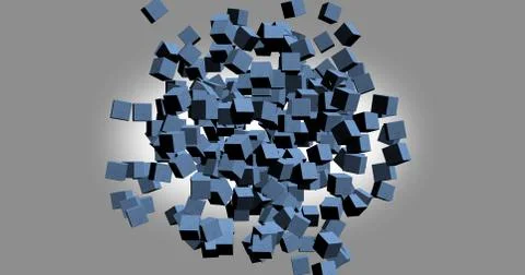 3D rendering of white cubes with nice background color Stock Illustration