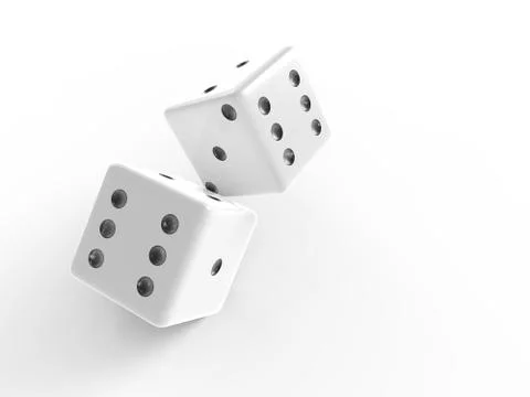 The 3D rendering of white dice with nice background color Illustrazione stock