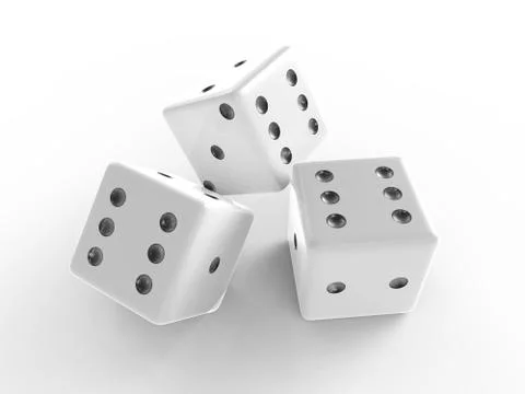 The 3D rendering of white dice with nice background color Stock Illustration