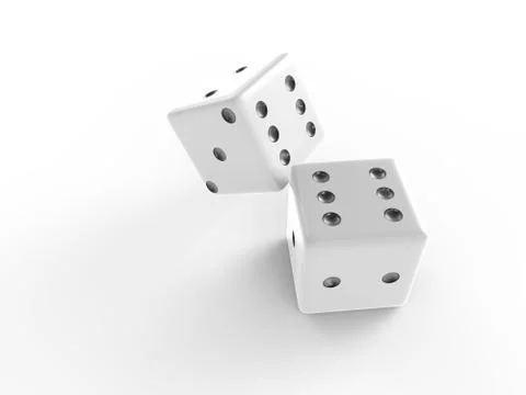 The 3D rendering of white dice with nice background color 스톡 일러스트