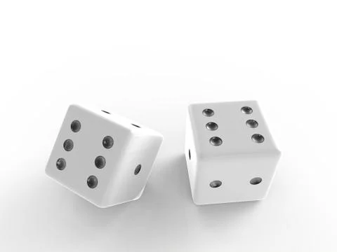 The 3D rendering of white dice with nice background color Illustrazione stock