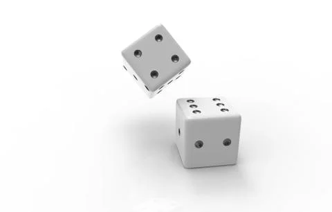 The 3D rendering of white dice with nice background color Stock Illustration