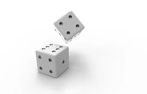 The 3D rendering of white dice with nice background color Stock Illustration