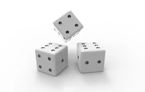 The 3D rendering of white dice with nice background color Illustrazione stock