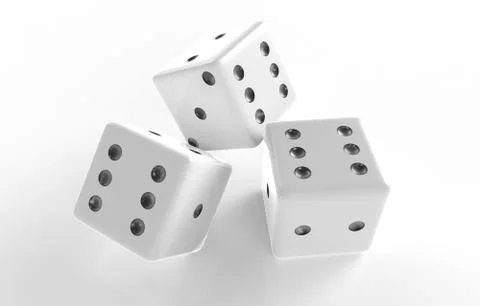 The 3D rendering of white dice with nice background color Illustrazione stock