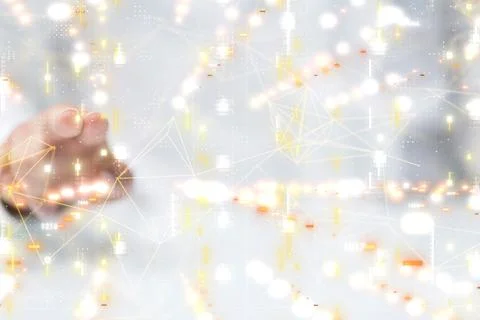 3d rendering of white dot connections and digital network and data concept float Foto stock