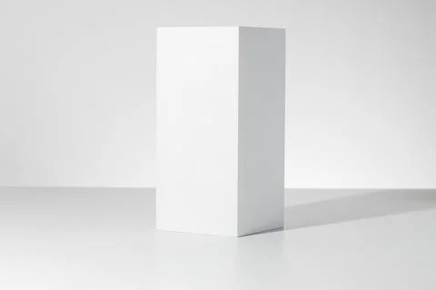 3D rendering of a white empty cube with mockup against a white background Stock Illustration