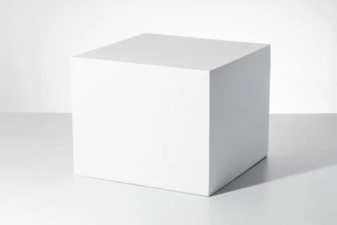 3D rendering of a white empty cube with mockup against a white background Illustrazione stock