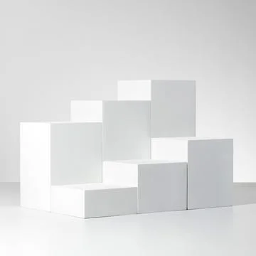3D rendering of white empty cubes with mockup against a white background イラスト素材