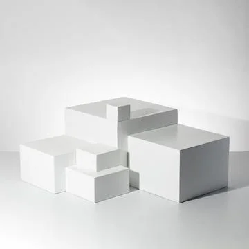 3D rendering of white empty cubes with mockup against a white background イラスト素材