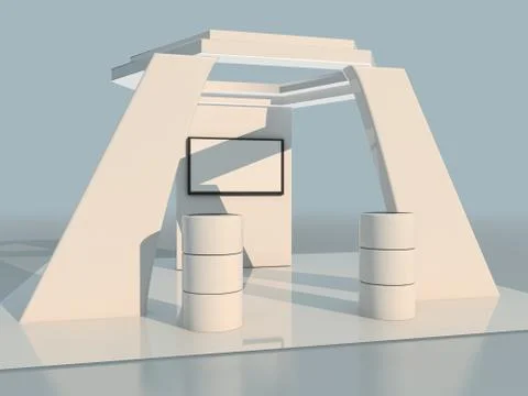 3d rendering of a white exhibition with a screen for branding Stock Illustration