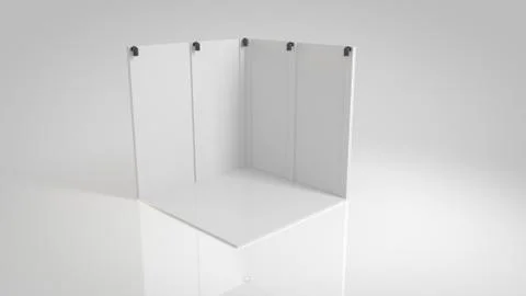 3d rendering of a white exhibition stand with light for different uses Stock Illustration