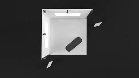 3d rendering of a white exhibition stand with light for different uses Stock Illustration