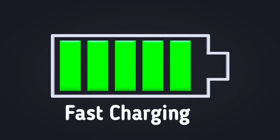 3d rendering white Fast Charging text Stock Illustration